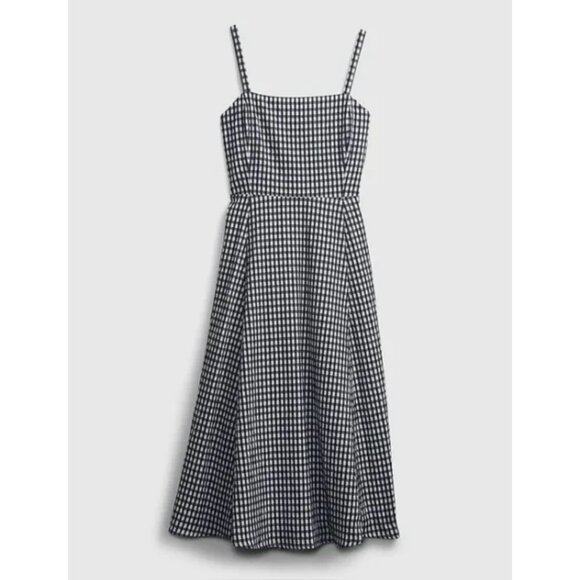 Gap Fit & Flare Squareneck Midi Dress in Yellow Gingham 4 Petite - Picture 8 of 8